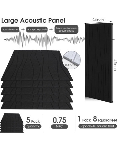 Paquete de 5 Paneles Acústicos Coume 119.4x59.9 cm Autoadhesivos