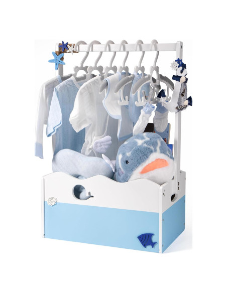 Caja de Madera Azul para Baby Shower GiftAmaz 34.2x22.5x53.2cm Caja de Madera Azul para Baby Shower GiftAmaz 34.2x22.5x53.2cm