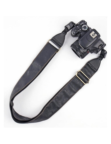 Correa de Cámara Ajustable QIELIZI de Cuero Vintage 104-132cm
