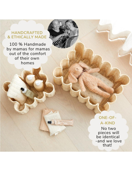 Conjunto de Cestas de Almacenamiento BEBE BASK - 2 Piezas - Ratán Natural Conjunto de Cestas de Almacenamiento BEBE BASK - 2 Piezas - Ratán Natural