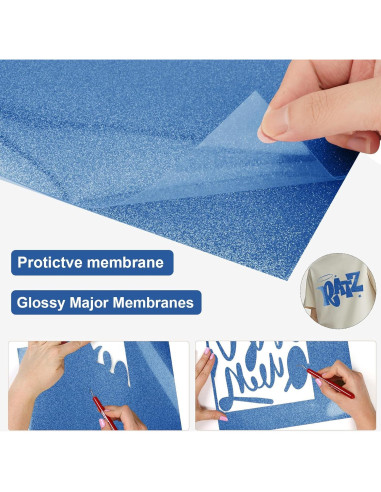 Vinilo de Transferencia de Calor Glitter Azul HYQJJ 30.48 x 1.52 m