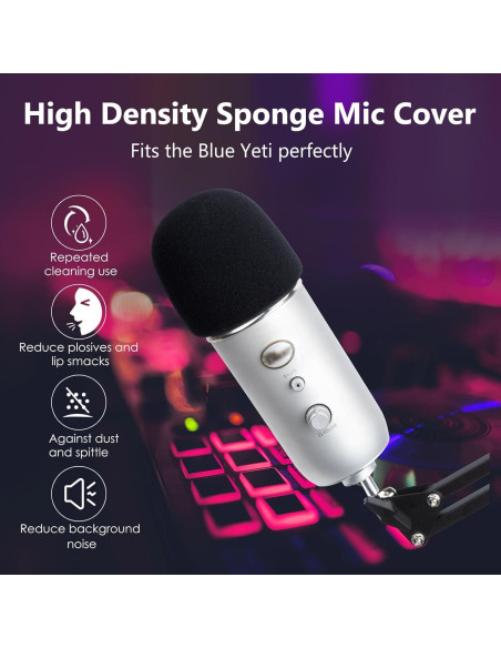Pantalla de espuma para micrófono Blue Yeti y otros 7.29x7.29 cm Pantalla de espuma para micrófono Blue Yeti y otros 7.29x7.29 cm