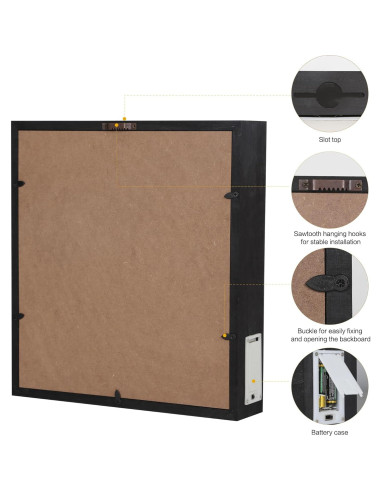 Caja de Sombra Negra GiveU 30x27.9 cm para Tapones y Fotos