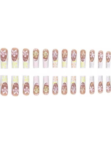Kit de Uñas Postizas Largas Cuadradas CEWEWP - 48 Piezas Kit de Uñas Postizas Largas Cuadradas CEWEWP - 48 Piezas