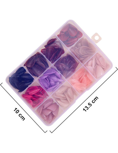 288 Uñas Postizas Cortas Almendra KASOICRA Brillantes 12 Colores