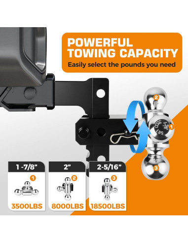 Enganche de Remolque Ajustable Kingfun 6" Elevación 12500 lbs