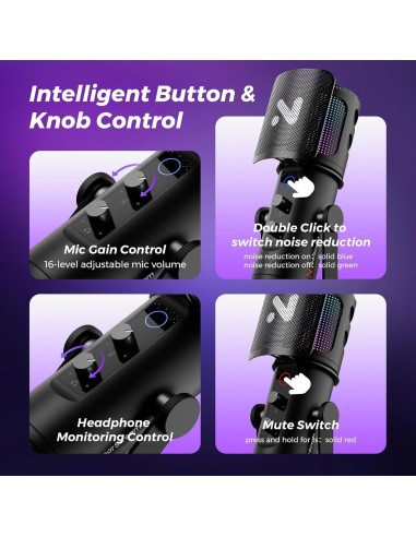 Micrófono Gaming USB AM30U con Brazo Soporte y RGB