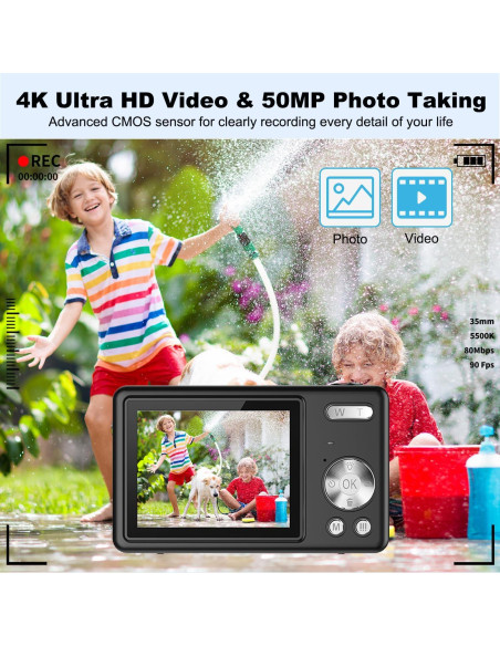 Cámara Digital Acbaeta Q12 Pro 50MP 4K Compacta con Zoom 16x Cámara Digital Acbaeta Q12 Pro 50MP 4K Compacta con Zoom 16x