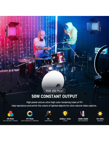 Luz de Video LED RGB GVM 680RS 50W con Control Bluetooth Luz de Video LED RGB GVM 680RS 50W con Control Bluetooth
