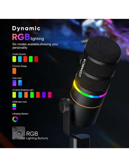 Micrófono Inalámbrico USB Comica EJoy D10 PRO - 45H Batería, RGB Micrófono Inalámbrico USB Comica EJoy D10 PRO - 45H Batería, RGB