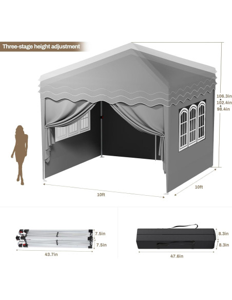 Carpa Plegable TLSUNNY 10x10m Impermeable con Paredes Laterales Carpa Plegable TLSUNNY 10x10m Impermeable con Paredes Laterales