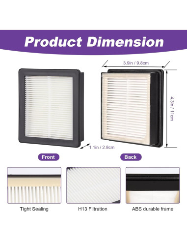 Filtro HEPA 107315 JoaSinc para ProTeam Coach Pro 10 y 6 - 2 Paquetes