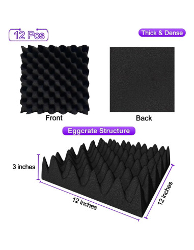 Paneles Acústicos TroyStudio 12 Pcs 30x30 cm Tipo Huevo