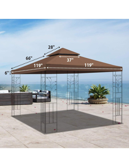 Cubierta de Reemplazo para Gazebo 10x10 YardGrow Marrón Cubierta de Reemplazo para Gazebo 10x10 YardGrow Marrón