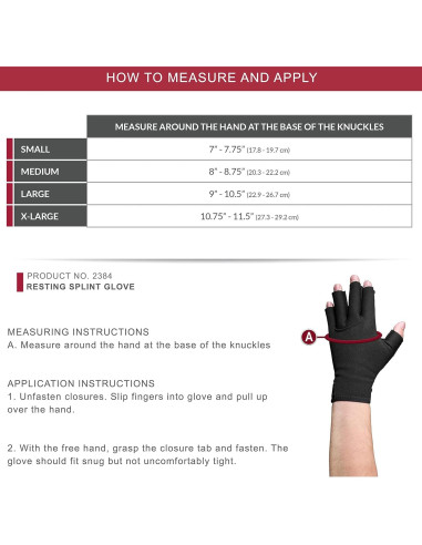 Guante de férula en reposo OTC 2384, mano derecha, mediano