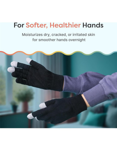 Guantes Hidratantes ZenToes para Manos Secas - Grande, Algodón Negro
