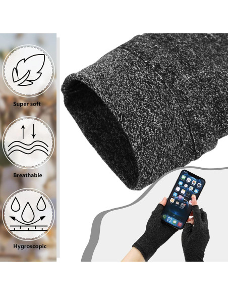 Guantes de Compresión sin Dedos Geyoga para Artritis - 3 Pares Guantes de Compresión sin Dedos Geyoga para Artritis - 3 Pares