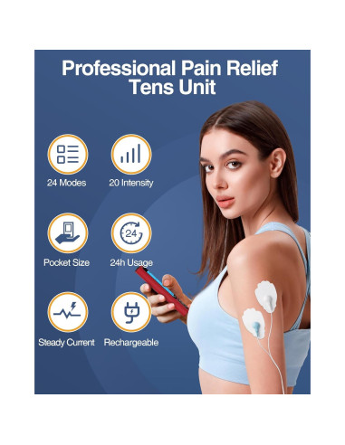 Estimulador Muscular NURSAL TENS 24 Modos con Almohadillas