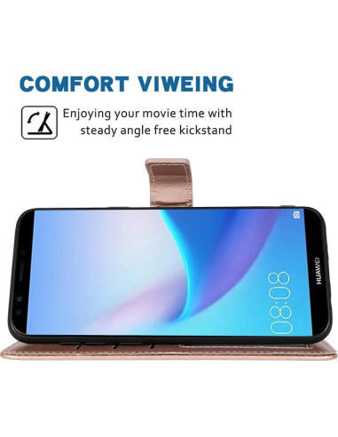 Funda Cartera Huawei Y9 Prime 2019 Oro Rosa con Soporte