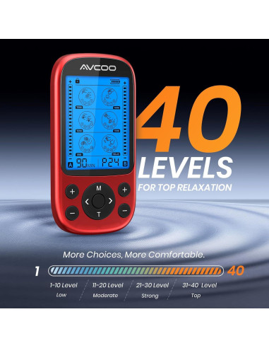 Estimulador Muscular TENS AVCOO 3 en 1 con 24 Modos y 40 Niveles