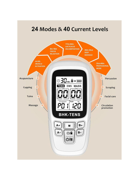 Máquina Estimuladora Muscular TENS EMS BHK-TENS 24 Modos Máquina Estimuladora Muscular TENS EMS BHK-TENS 24 Modos