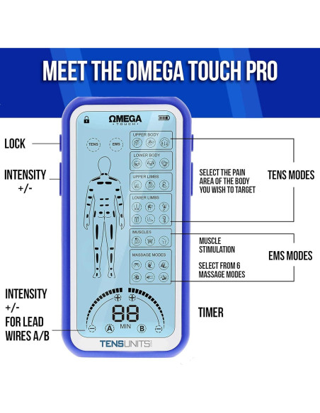 Unidad TENS Omega Touch Estimulador Muscular 24 Modos Unidad TENS Omega Touch Estimulador Muscular 24 Modos