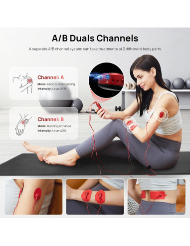 Unidad TENS Estimulador Muscular Doble Canal 6 Modos 20 Niveles