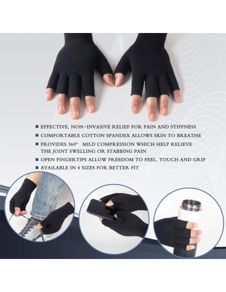 Guantes de Compresión para Artritis Unisex Negro Pequeño Guantes de Compresión para Artritis Unisex Negro Pequeño