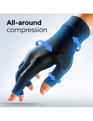 Guantes de Compresión FREETOO Sin Dedos para Artritis Negro XS