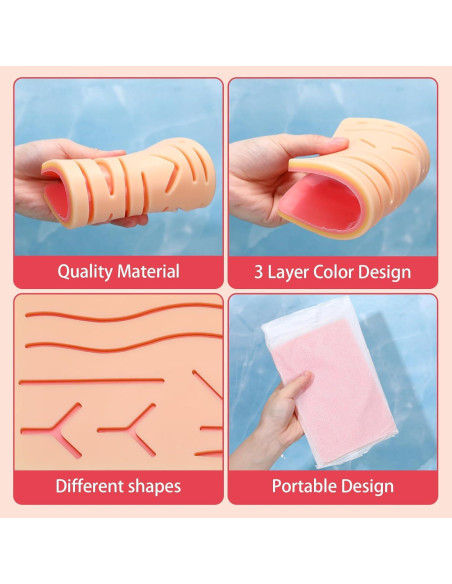 Kit de Práctica de Sutura 3 Piezas ZongHan - Almohadillas Reutilizables Kit de Práctica de Sutura 3 Piezas ZongHan - Almohadillas Reutilizables