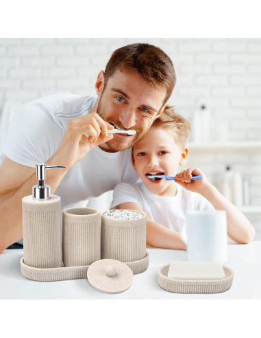 Juego de Accesorios de Baño 5 Piezas Deobath Beige