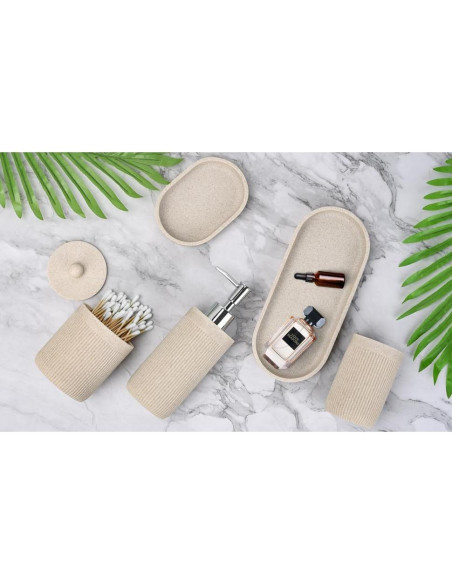 Juego de Accesorios de Baño 5 Piezas Deobath Beige Juego de Accesorios de Baño 5 Piezas Deobath Beige