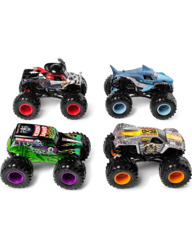 Paquete de 4 Camiones Monstruo Monster Jam 1:64 - Grave Digger, Max-D, Megalodon, Pirate's Curse