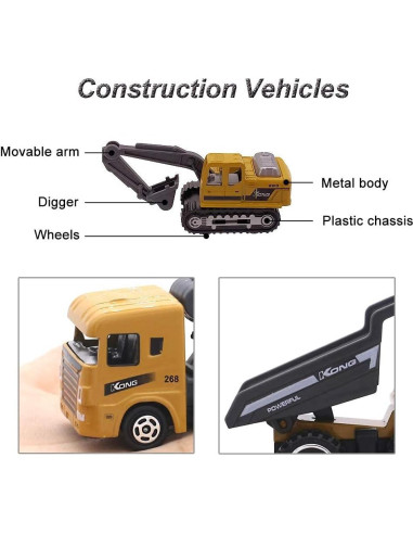 Juego de Vehículos de Construcción KEXIAO - 6 Piezas para Niños