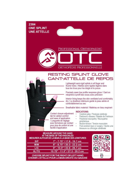 Guante de férula en reposo OTC 2384, mano izquierda, pequeña Guante de férula en reposo OTC 2384, mano izquierda, pequeña