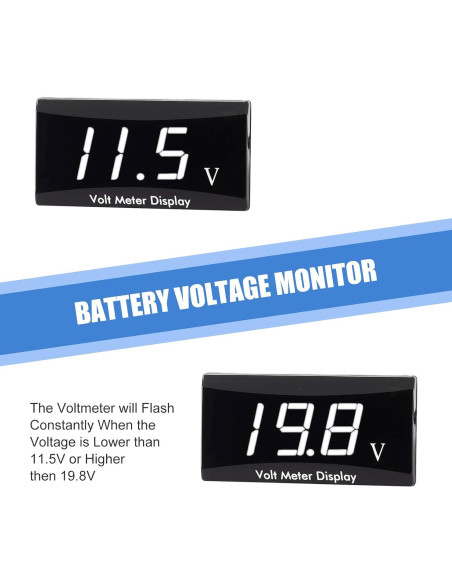 Medidor Digital de Voltaje Sinytuto 12V para Vehículos Blanco Medidor Digital de Voltaje Sinytuto 12V para Vehículos Blanco