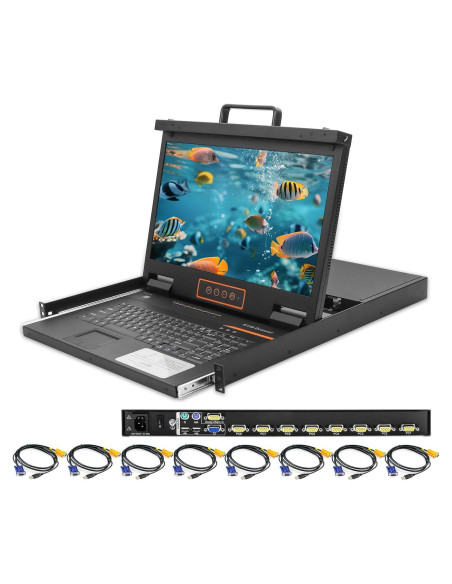 Consola KVM Rack 8 Puertos Kinan 18.5" Full HD 1920x1080 Consola KVM Rack 8 Puertos Kinan 18.5" Full HD 1920x1080