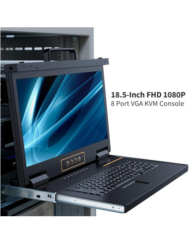 Consola KVM Rack 8 Puertos Kinan 18.5" Full HD 1920x1080
