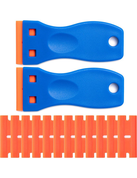 Raspador de Plástico CADONO 2 Pcs + 12 Cuchillas para Etiquetas Raspador de Plástico CADONO 2 Pcs + 12 Cuchillas para Etiquetas