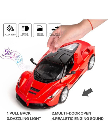 Coche Juguete Ferrari LaFerrari Retroceso Metal 17.5cm Rojo