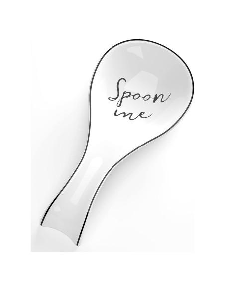 Soporte de Cuchara de Cerámica NJCharms Blanco 22x10 cm Soporte de Cuchara de Cerámica NJCharms Blanco 22x10 cm