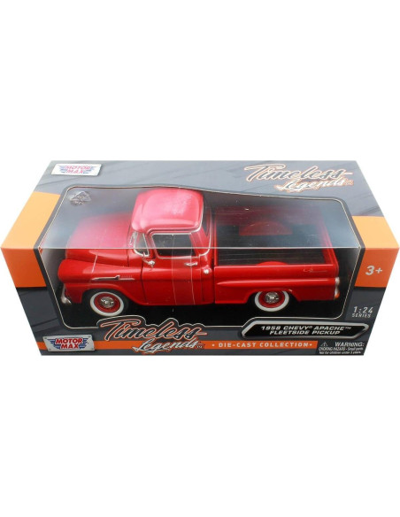 Camión Diecast Motormax 1958 Chevrolet Apache Rojo 20.32cm Camión Diecast Motormax 1958 Chevrolet Apache Rojo 20.32cm
