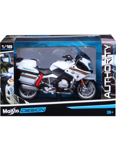 Maisto 1:18 Motocicleta de Policía Blanca - Modelo 32306