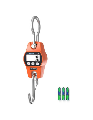 Báscula Colgante Digital CCWEIGH 400kg Naranja LCD Portátil