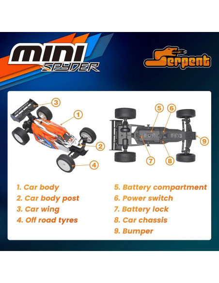 Coche RC Todo Terreno Serpent Mini Spyder 1:24 2.4GHz Coche RC Todo Terreno Serpent Mini Spyder 1:24 2.4GHz