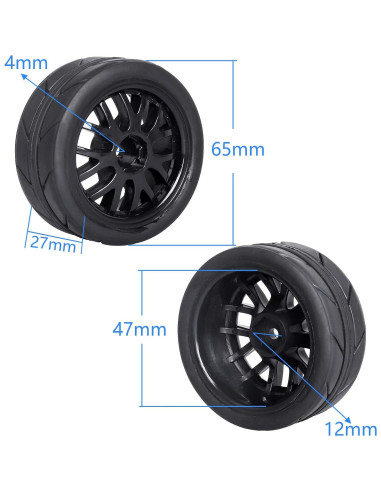 Ruedas y Llantas 12mm CrazyHobby para Coche 1/10 - Juego de 4