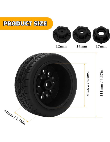 Ruedas y Neumáticos RC Daitoku 1/10 Hex 12/14/17mm - 4 Piezas Ruedas y Neumáticos RC Daitoku 1/10 Hex 12/14/17mm - 4 Piezas