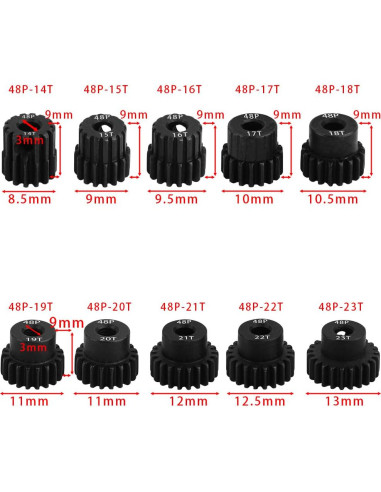 Engranaje Piñón de Acero Pothyes 48P 3.175mm 14T-23T para RC