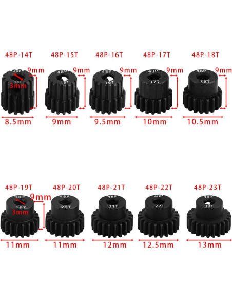 Engranaje Piñón de Acero Pothyes 48P 3.175mm 14T-23T para RC Engranaje Piñón de Acero Pothyes 48P 3.175mm 14T-23T para RC