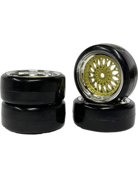 Conjunto de 4 Neumáticos de Drift 1:10 WONFAST Dorado Plateado Conjunto de 4 Neumáticos de Drift 1:10 WONFAST Dorado Plateado